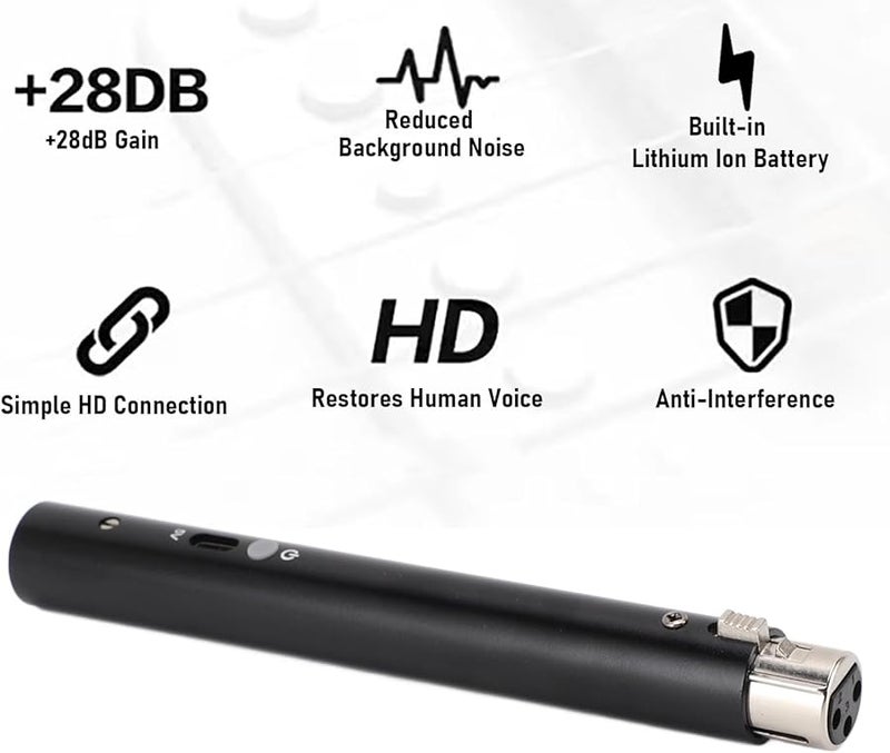 مكبر صوت احترافي مسبق للميكروفون مع تضخيم 28 ديسيبل وطاقة شبحية 48 فولت للميكروفونات الديناميكية والريبون - Image 5